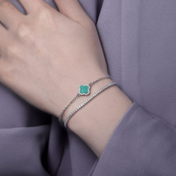 Bracelet Trèfle Double Chaine – Image 2