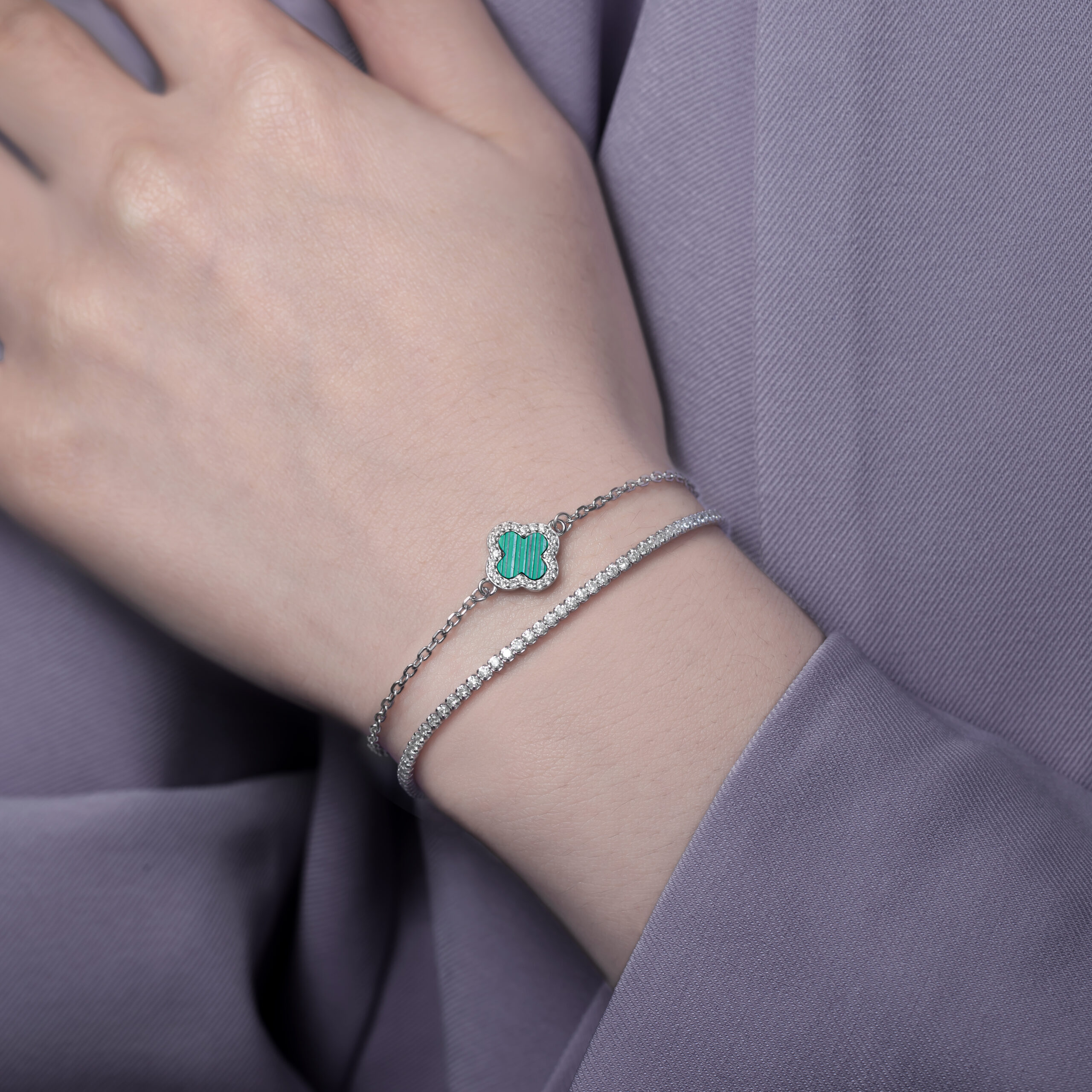Bracelet Trèfle Double Chaine – Image 2