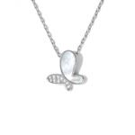 Collier papillon nacre blanc