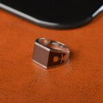 Chevalière en Argent 925 Emblème Saoudien et Couleur Terre