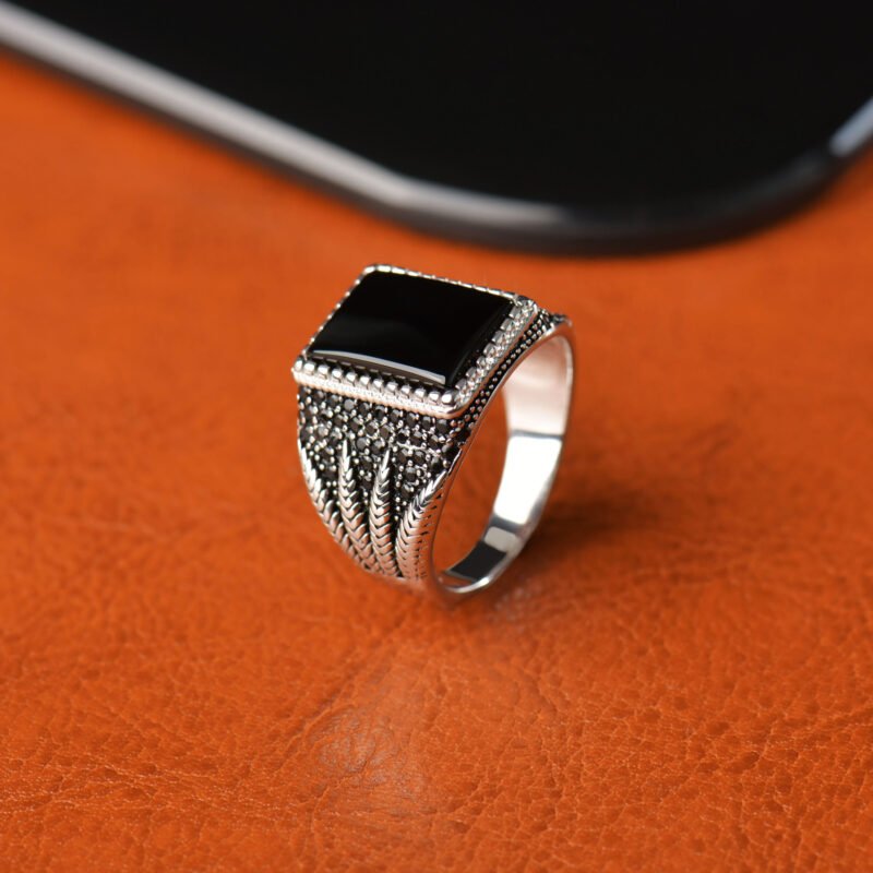 bague pour homme bijoux en argent 925 accessoire chevaliere homme argent 925 chevrons noirs khmissa 18 1