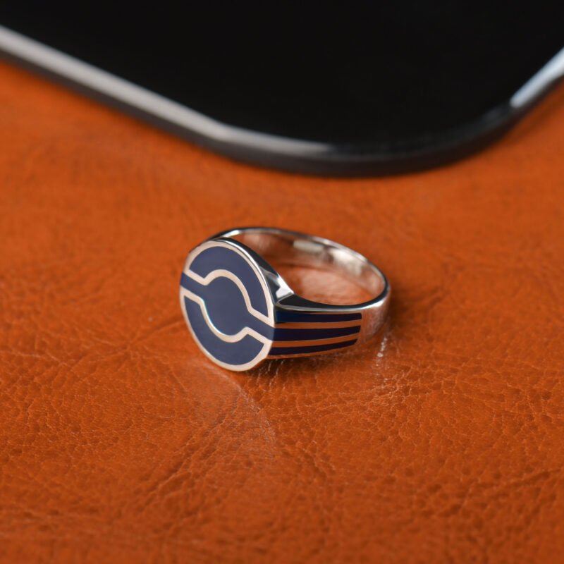bague pour homme bijoux en argent 925 accessoire chevaliere homme argent 925 email bleu khmissa 1 1