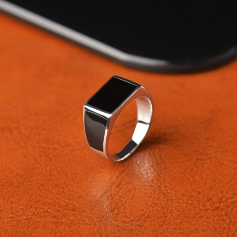 bague pour homme bijoux en argent 925 accessoire chevaliere homme design epure argent 925 noir khmissa 20 1