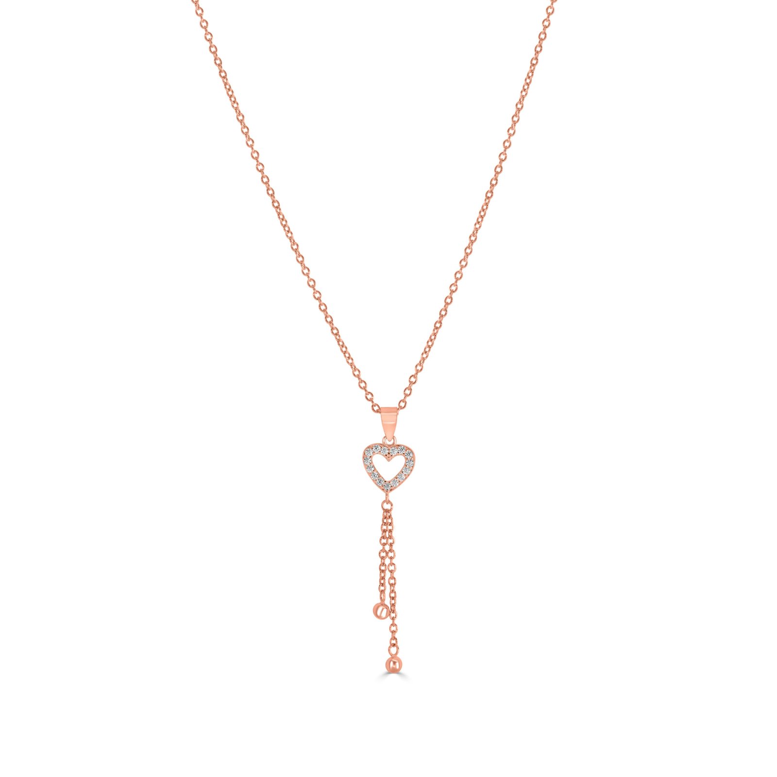 Collier pour femme coeur argent Collier Cœur en Argent 925 Plaqué Or Rose – Image 1