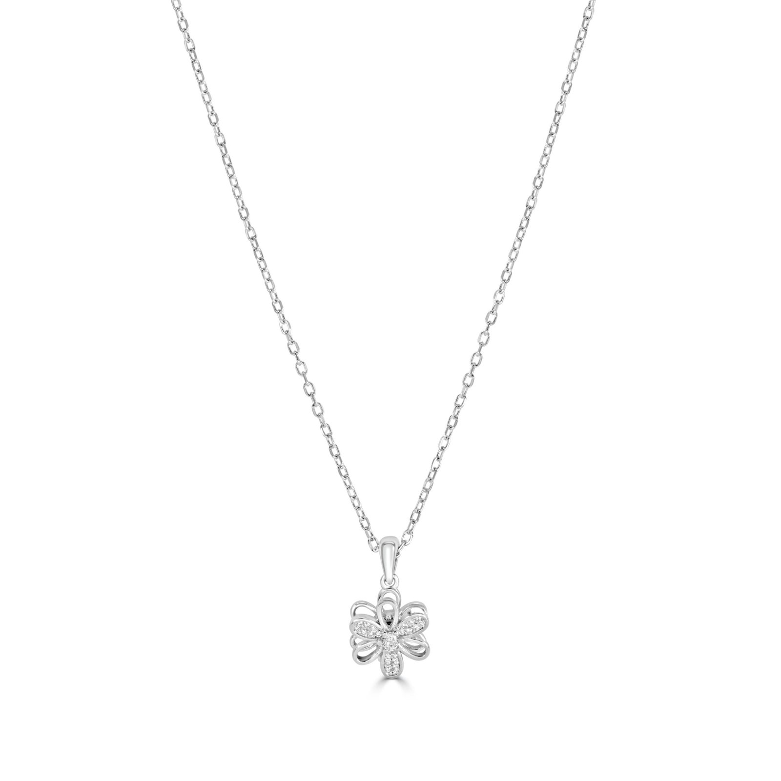 collier fleurs Argent pour femme Collier Fleur Argent 925 Cristal – Pendentif Géométrique Minimaliste – Image 1