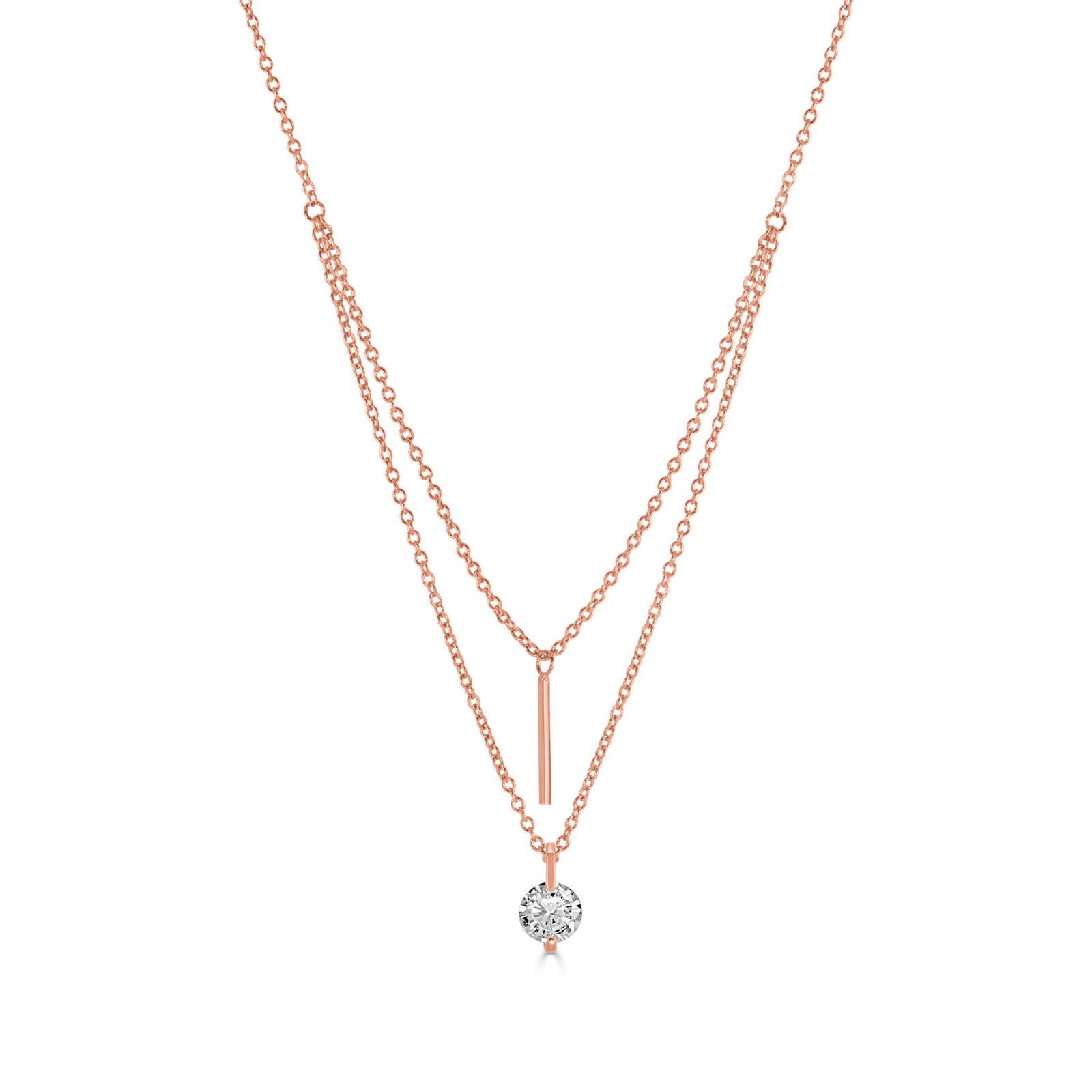 ollier Double Chaîne Argent 925 Plaqué Or – Barre & Rond collier pour femme en argent double chaine