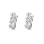 Boucles d'oreilles feuilles en argent 925 serties de zircons marquise