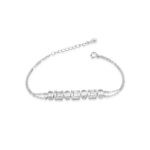 Bracelet barrette baguettes en argent 925 serti de zircons rectangulaires