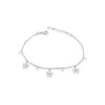 Bracelet breloques fleurs en argent 925 avec pampilles serties de zircons