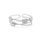 Bracelet jonc entrelacé en argent 925 pavé de zircons avec anneaux sertis