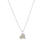 Collier cœur multicolore en argent 925 avec petits cœurs pastel et zircons