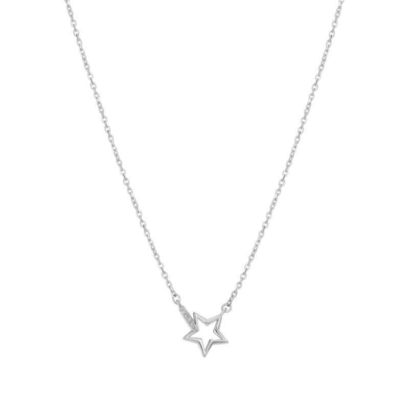 Collier étoile ajourée en argent 925 avec contour pavé de zircons