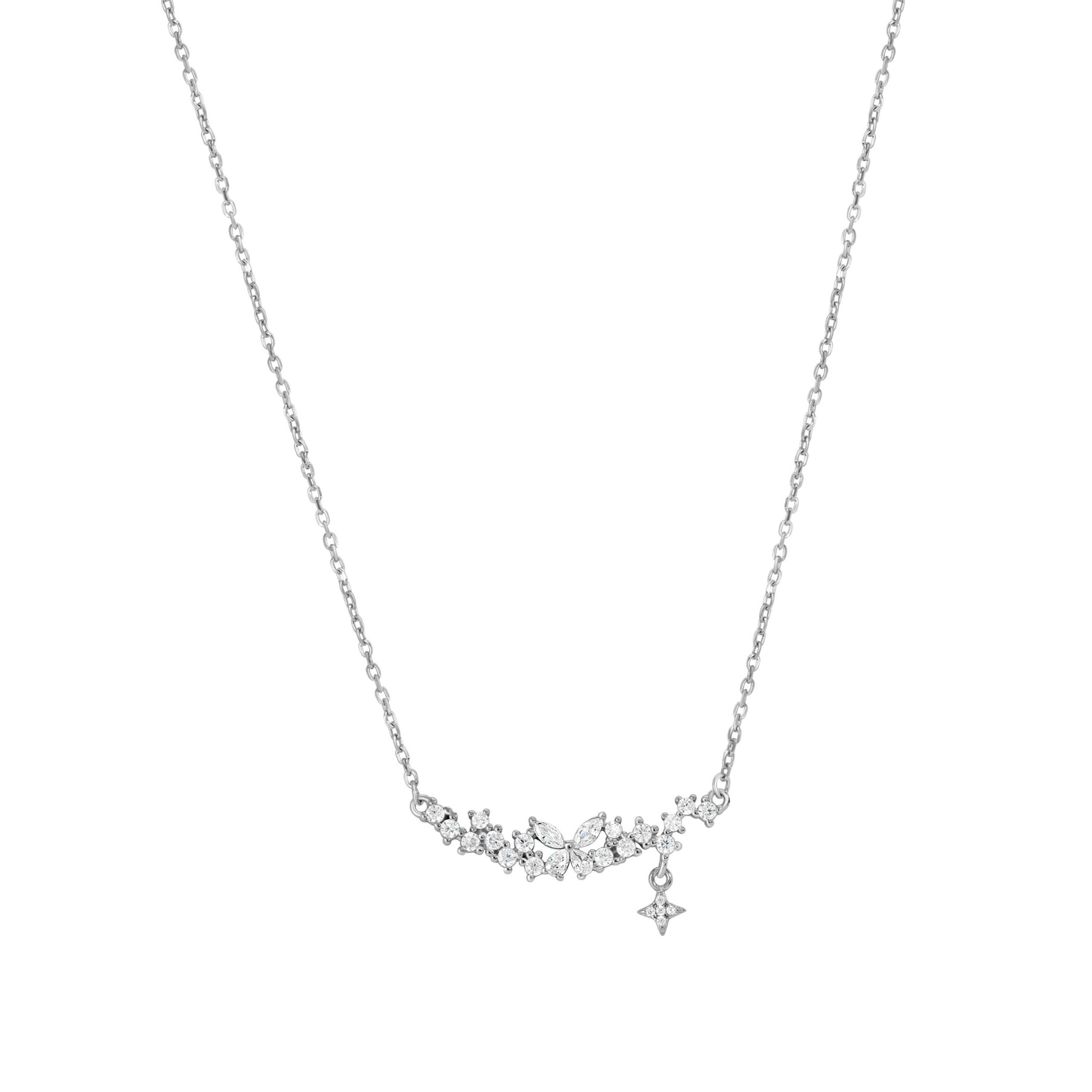 Collier Étoile Filante Argent 925 Zircons Collier argent 925 Étoile Filante orné de zircons et pendentif étoile — Khmissa Jewels
