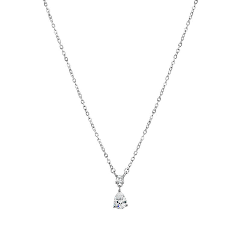 Collier goutte en argent 925 avec pendentif zircon taille poire — Khmissa Jewels