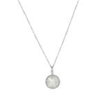 Collier médaillon nacre en argent 925 pur orné de fleurs de zircon — Khmissa Jewels