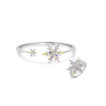 Ensemble bague et bracelet fleurs pastel en argent 925 aux zircons colorés