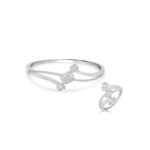 Ensemble bague et bracelet solitaire carré en argent 925 pavé de zircons