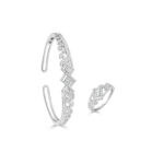 Ensemble bague et bracelet zigzag en argent 925 avec baguettes serties